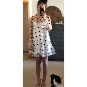 White tulle polka dot dress/romper